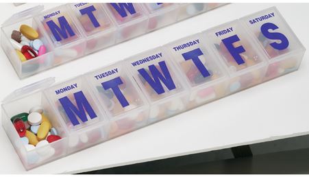 This clear plastic pill organizer has 7 extra large storage areas for your various sized medications.