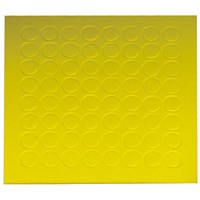 Yellow felt circle used for marking items.