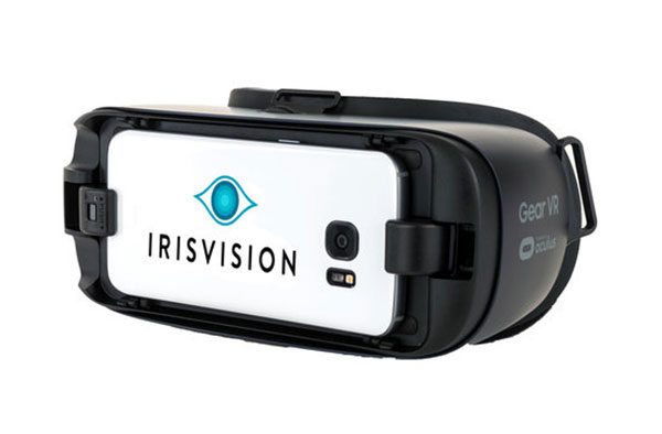 Occulus head gear with IrisVision phone in the center