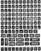 All of the key on a keyboard on white lettering on black background