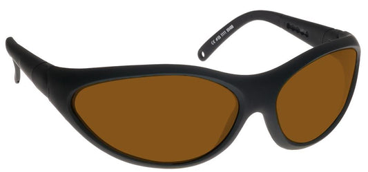 NOIR Amber wrap around filters with black sunglasses frames.