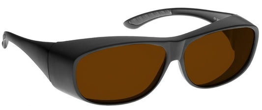 NOIR Dark Amber colored filters with black sunglasses frames