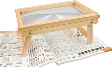 The wooden magnifying stand is ideal for reading books, magazines or even maps. It has 2 legs that fold in on itself for compact storage and a large 8.5"x11" magnifying sheet