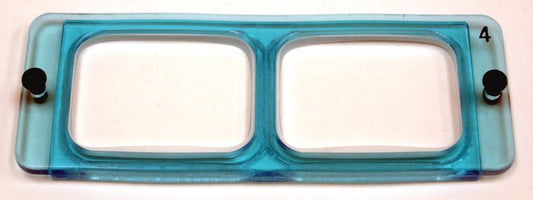 The Optivisor Lens Plate is blue with a clear plastic area for the lens. 