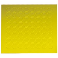 Yellow felt circle used for marking items.