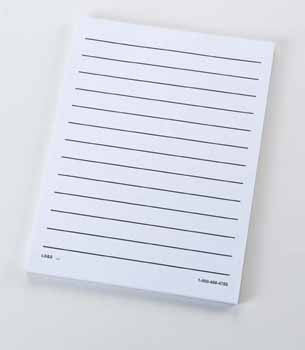White paper with thick bold lines spaced 3/4" apart for plenty of room to write.
