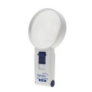 A 3x Hand held magnifier witha blue on/off switch