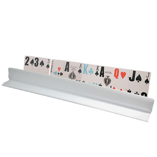 A 10" long card holder showing a hand that consists of the 2 of spades, 3 of spades, Joker, ace of spades, king of clubs, Ace of spades (again), the queen of hearts and jack of spades.