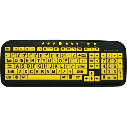 Large Print Keyboard with Yellow Buttons containing Black Letters and Numbers