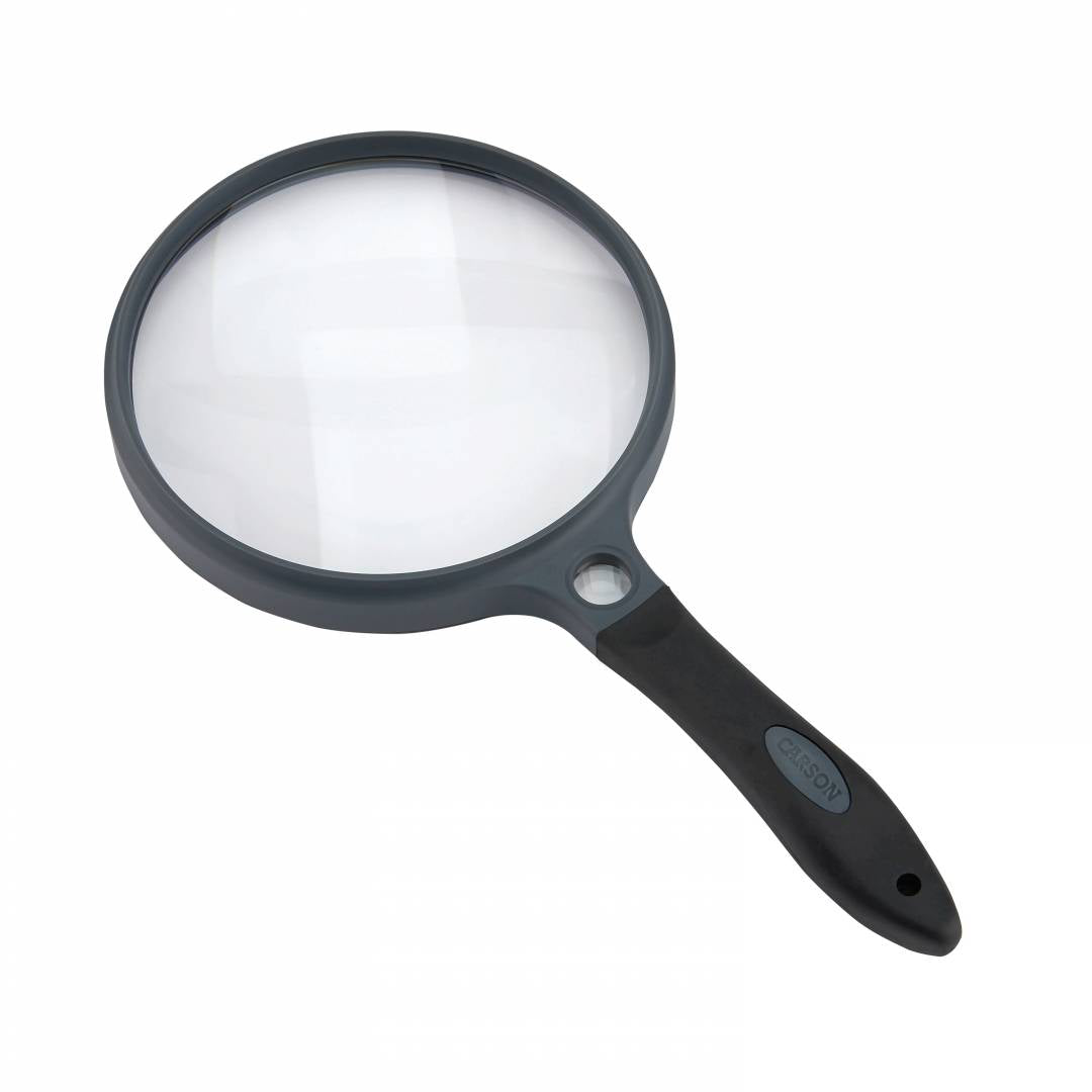 A magnifying glass similar to the world's Greatest Detective not named Batman, Sherlock Holmes, but it has a rubber handle to ensure a quality grip.