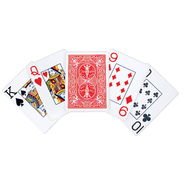 Deck of cards specifically for playing pinochle. They feature large print and appear in black and red colors on a white background.