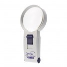 A 4x Hand held magnifier witha blue on/off switch