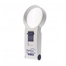 A 5x Hand held magnifier witha blue on/off switch