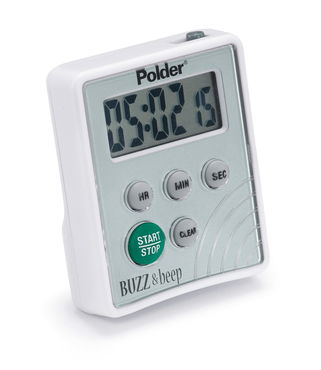 A timer that buzzes and beeps. It has 5 buttons and an LED screen for display
