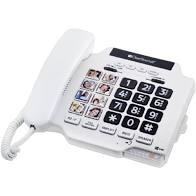 This phone has an option to put pictures of your loved ones so you know who you are dialing with just the touch of the button. It also features black buttons with large white numbers.