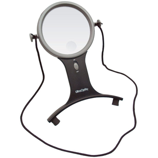 A magnifying mirror that you can wear around your neck and it has a light