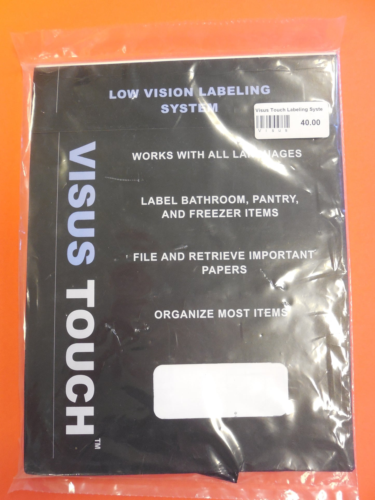 A sheet of Visus Touch labeling sheets